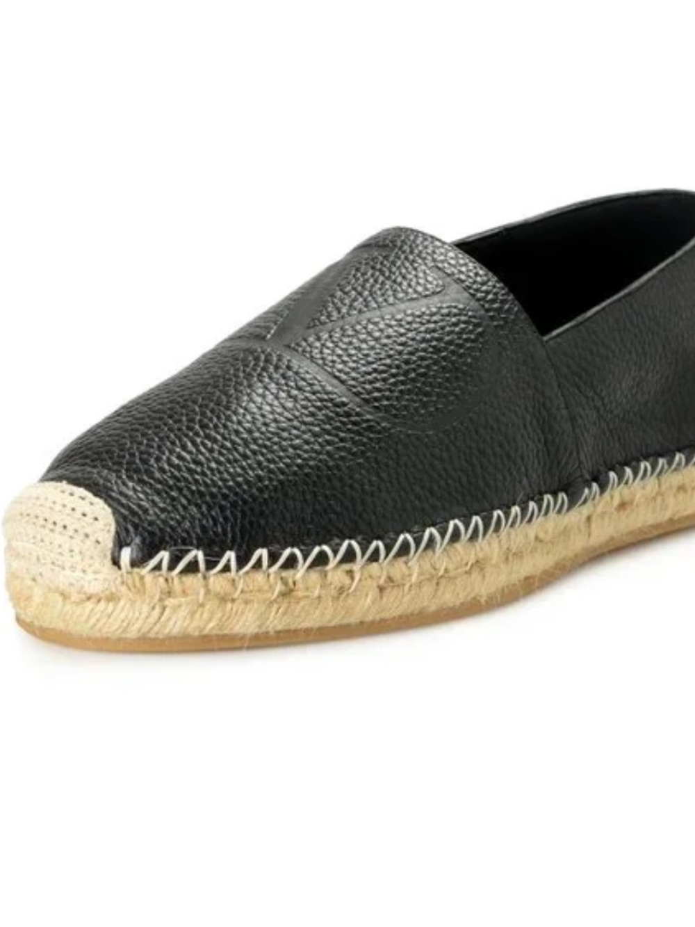 Valentino Garavani Black Leather Espadrille Slip-On